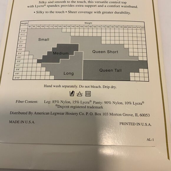 American Legwear Control Top Beige Pantyhose Size Medium New Vintage - Picture 6 of 6